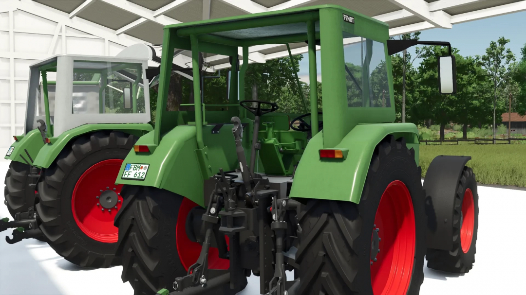Fendt Favorit SA Series tractor mod for Farming Simulator 25 with green body and red wheels, suitable for FS25 mods.