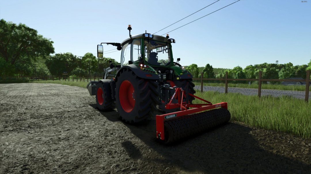 Farming Simulator 25 mods: Globet GRS 300 v1.0.0.0 tractor attachment for soil preparation.