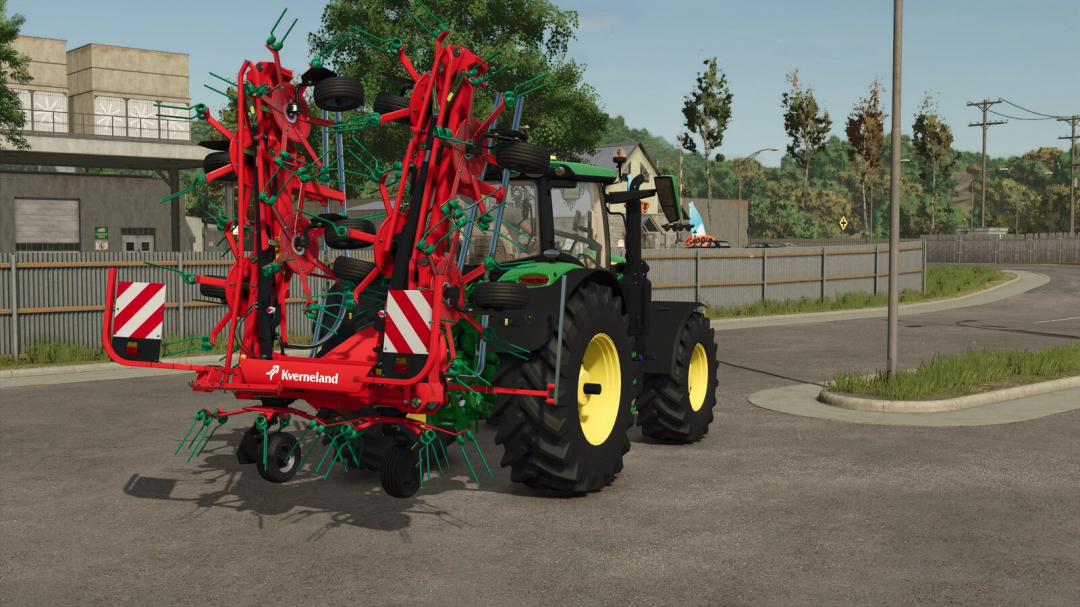 Farming Simulator 25 mod showcasing the Kverneland 85112 agricultural equipment attached to a tractor.