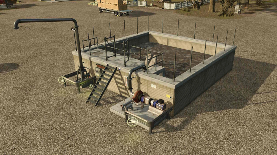 Liquid Manure Storage tank mod in Farming Simulator 25 with pump and piping system for FS25 mods.