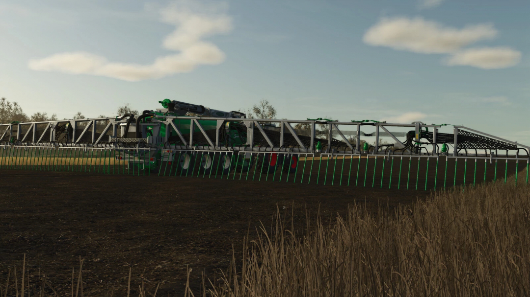 Farming Simulator 25 mod: Samson Agro PGII Pack v1.0.0.0 sprayer in a field, part of FS25 mods collection, used for crop spraying.
