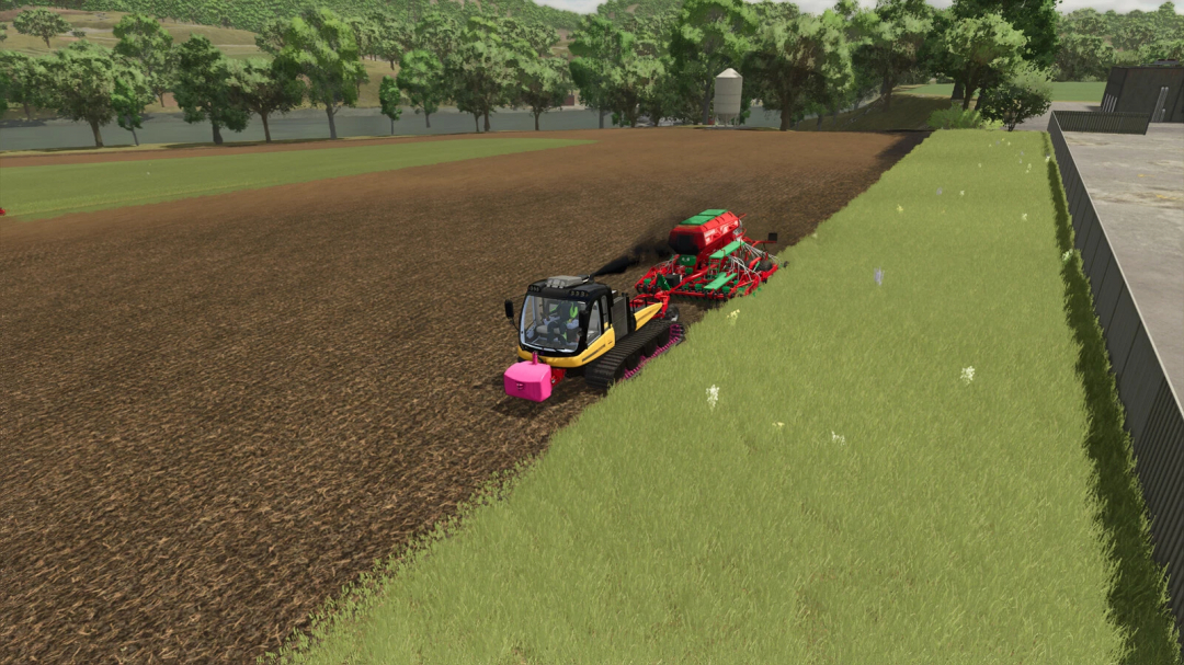 Farming Simulator 25 mod: T-Wolf Agripower v1.1.0.0, a tracked tractor working on a farm field.