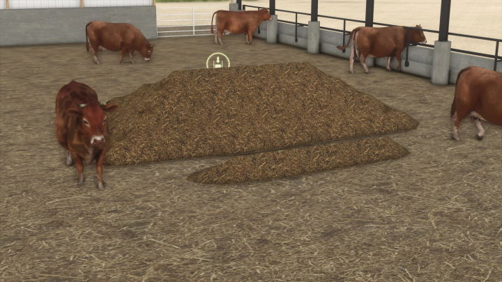 fs25-mods, Farming Simulator 25 mod featuring a cow manure pile in a cattle barn, part of FS25 mods.