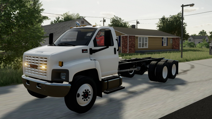 fs22-mods,  Farming Simulator 22 mod: GMC AR truck Edit v1.0.0.0, white truck on a country road, optimized for FS22 mods and realistic farming gameplay.