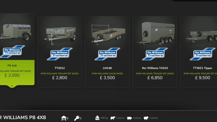 fs25-mods,  Farming Simulator 25 mods: Ifor Williams trailers including P8 4x8, TT2012, LM146, TA510, and TT3621 Tipper in the trailer pack.
