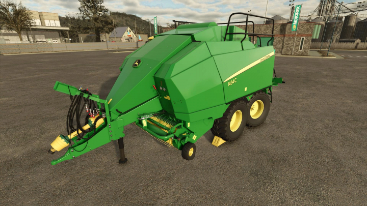 fs25-mods, John Deere 1434C baler mod for Farming Simulator 25, featuring green color and detailed machinery modeling.