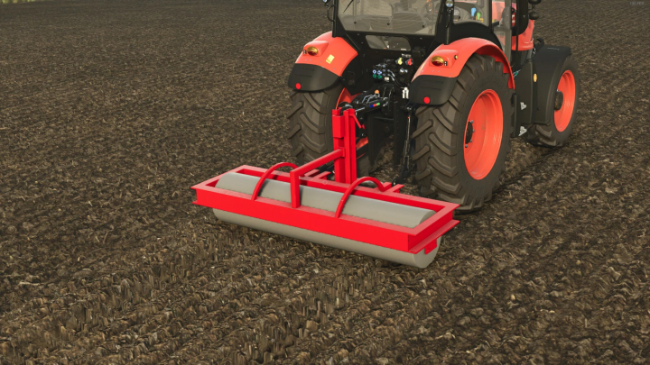 fs25-mods, Farming Simulator 25 mod: Lizard Homemade Roller v1.0.0.0 applied to tilled soil in a farm field.