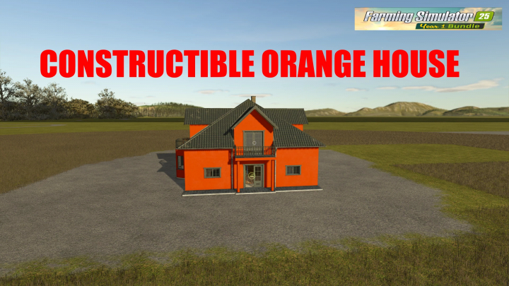 fs25-mods,  Constructible orange house mod for Farming Simulator 25, part of the Year 1 Bundle in FS25 mods.