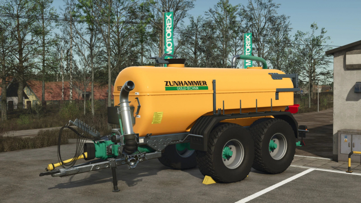 fs25-mods,  Farming Simulator 25 mod: Zunhammer SKE 18.5 PUD liquid manure tanker with yellow tank and green logo, designed for FS25 gameplay.