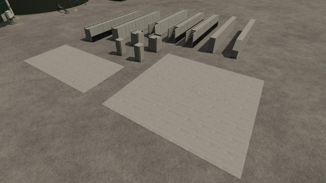 Concrete bunker silo structures with stairs and supporting walls, used as FS25 mods for Farming Simulator 25. Bunkersilo Pack v1.0.0.0.
