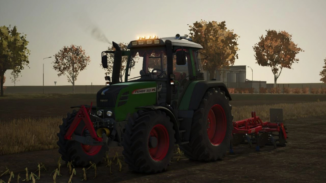 Farming Simulator 25 mod featuring the Fendt Vario 300 TMS tractor on a farm field during autumn.