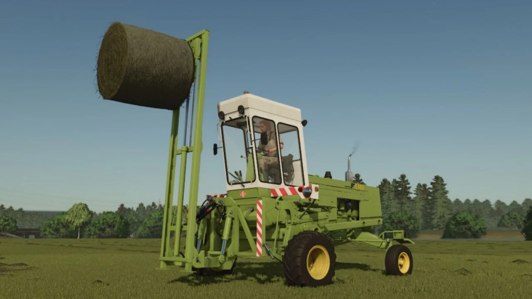 Farming Simulator 25 mod: Fortschritt E 303 Pack v1.0.0.0 featuring a green hay baler in a field.
