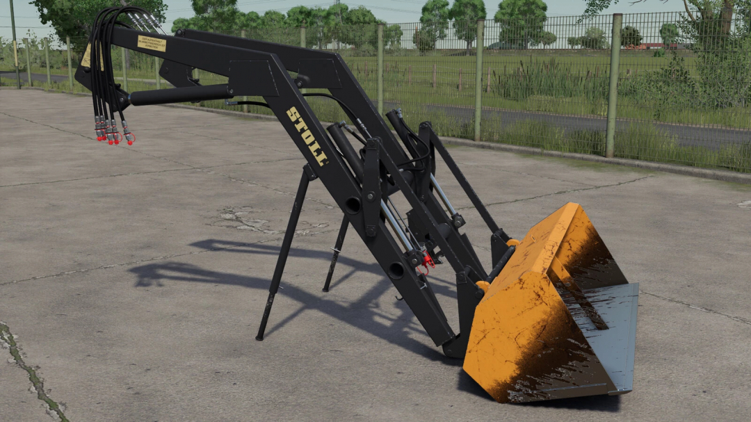 Farming Simulator 25 mod: Lizard Frontloader Tools v1.0.0.0 with attachment for loading and moving materials in Farming Simulator 25.
