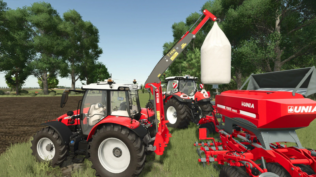 Farming Simulator 25 mods featuring tractors with Metal Fach T466 v1.0.0.0 equipment for farm work.