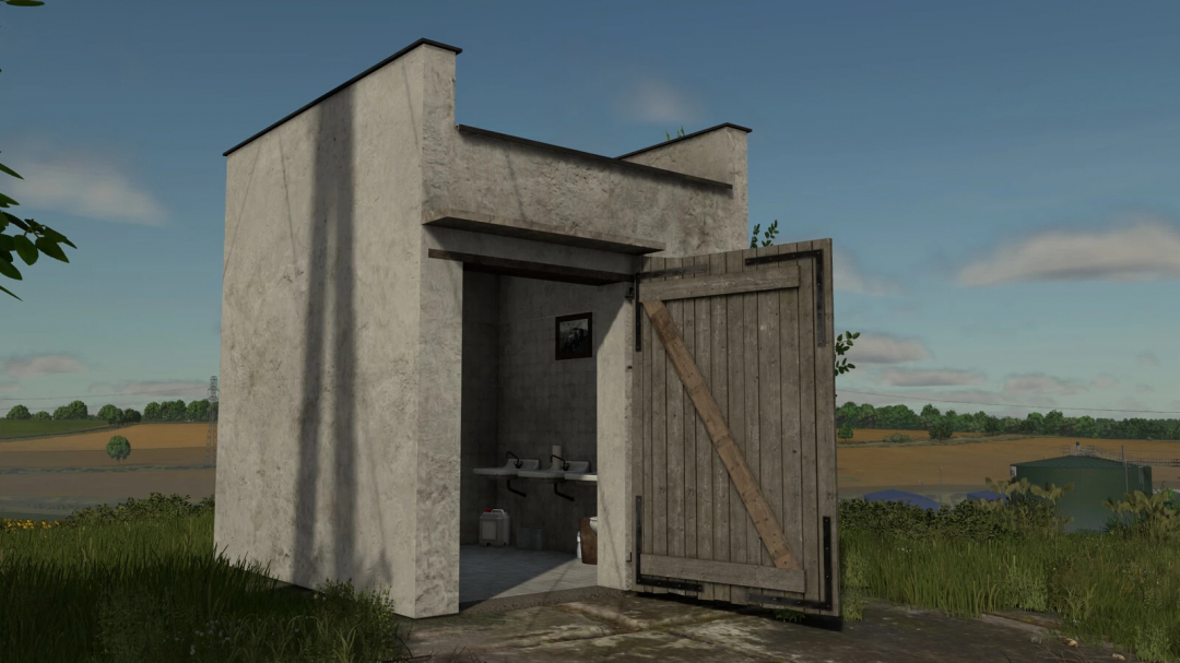 Farming Simulator 25 mod: PGR Animal Barns Pack v1.0.0.0, an outdoor animal shelter with sinks and storage for FS25 mods.