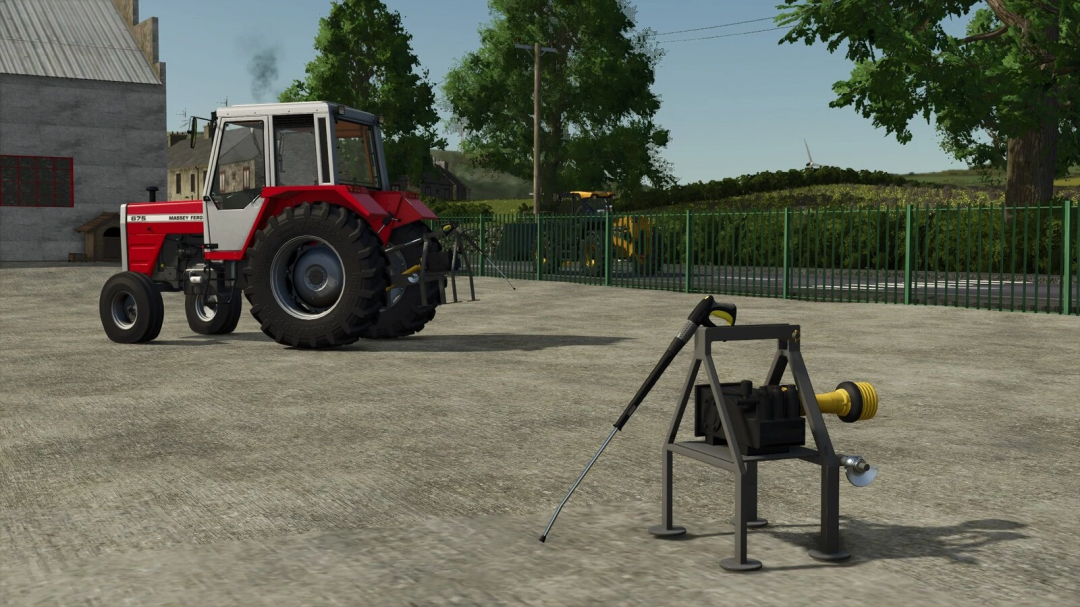 Farming Simulator 25 mod featuring a Massey Ferguson tractor and a power washer for cleaning equipment.