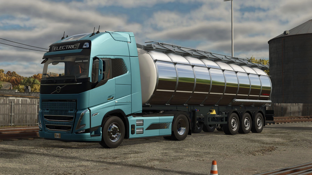Farming Simulator 25 mod: Electric fuel tank trailer in FS25 with realistic design, perfect for farming logistics.