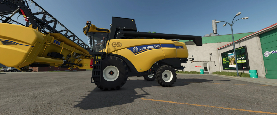 Farming Simulator 25 mod: New Holland CH270 self-propelled sprayer in a parking lot, part of FS25 mods collection.