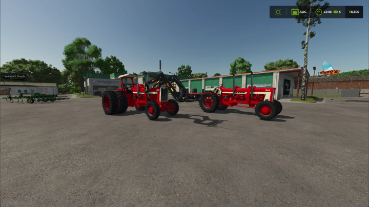fs25-mods, Farming Simulator 25 mod: 1967 Farmall IH Custom Dual Power tractor in a farm equipment yard.