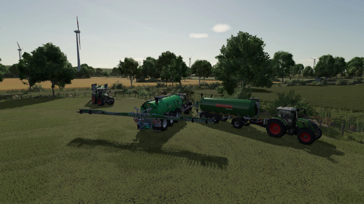 fs25-mods,  FS25 mod: Farming Simulator 25 mods Bomech Pack v1.0.0.0, featuring various farming equipment on a field scene.