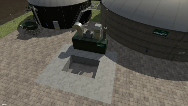 fs25-mods, Farming Simulator 25 mod showcasing a bunker with ventilation system and large storage tanks, part of FS25 mods.