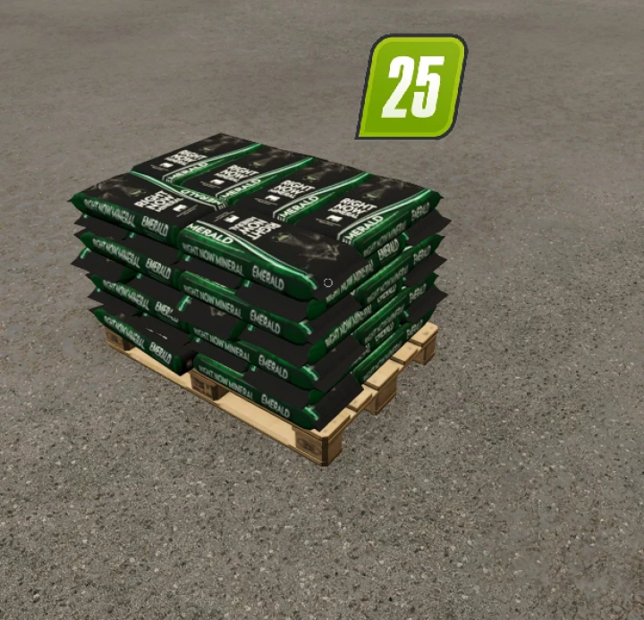 fs25-mods, Farming Simulator 25 mod: Cargill Mineral Feed bags on a pallet, used to enrich livestock diet in FS25.