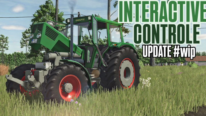 fs25-mods, Farming Simulator 25 mod featuring the Deutz D13006 Beta tractor with interactive control, update, and WIP status, set in a grassy field.