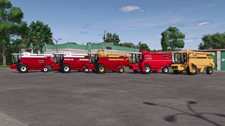 fs25-mods, Lineup of various Fiat, New Holland, and Laverda farm machinery mods from Farming Simulator 25, showcasing the mod pack.