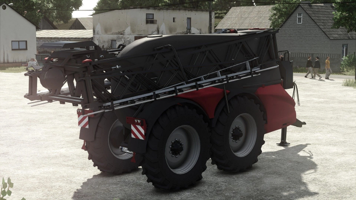 fs25-mods, Farming Simulator 25 mod: Horsch 12TD v1.0.0.0, large agricultural sprayer with wide tires and black structure, showcased on a farmyard.