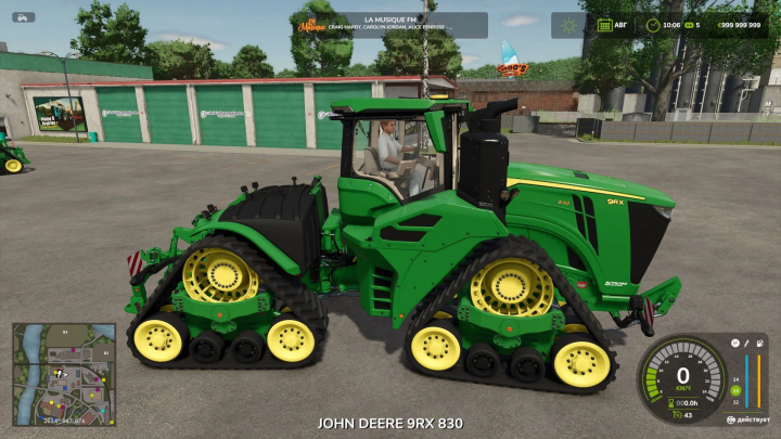 fs25-mods, Farming Simulator 25 mod featuring a John Deere 9RX 830 tracked tractor with detailed textures and HUD display.