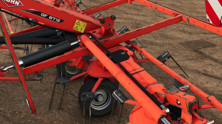 fs25-mods,  Kuhn GF 8712 Rust Edition 1.1.0.0 mod in Farming Simulator 25, showing a red agricultural implement on a dirt field.