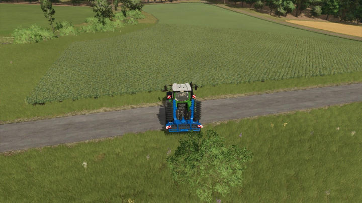 fs25-mods,  Farming Simulator 25 mod image showing a tractor attached to Landstal Plantcare 600 50m v1.0.0.0 mod on a farm field.