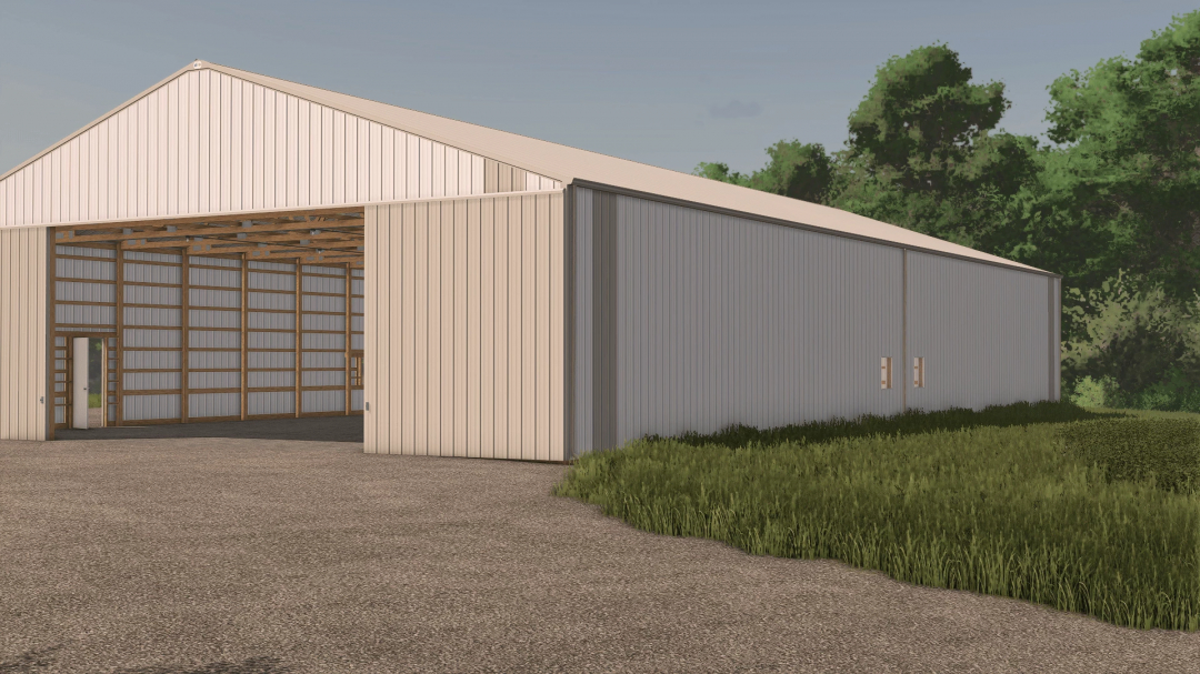 Farming Simulator 25 mod: 60x120 Shed v1.0.0.0 for storing equipment and crops.