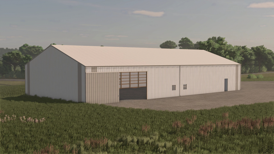 Farming Simulator 25 mods: 60x120 Shed v1.0.0.0, a large metal barn for storage and equipment, part of FS25 mods collection.
