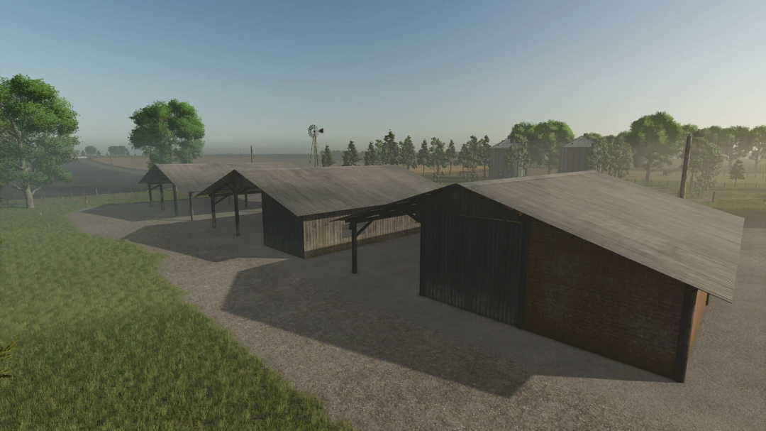 Farming Simulator 25 mod: BR Small Shed v1.0.0.0, a rustic farm storage shed with wooden and brick details, suitable for FS25 gameplay.