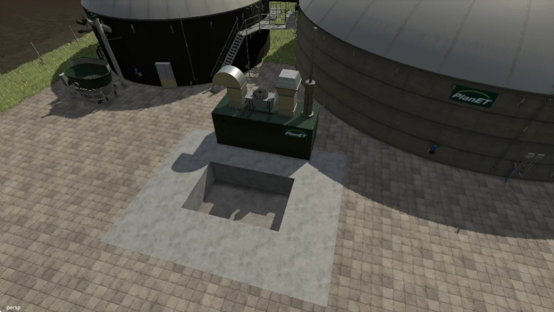 Farming Simulator 25 mod showcasing a bunker with ventilation system and large storage tanks, part of FS25 mods.