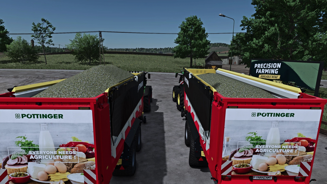 Farming Simulator 25 mods showing two Pöttinger Jumbo 8450 DB+ trailers loaded with gravel, part of FS25 mods collection.