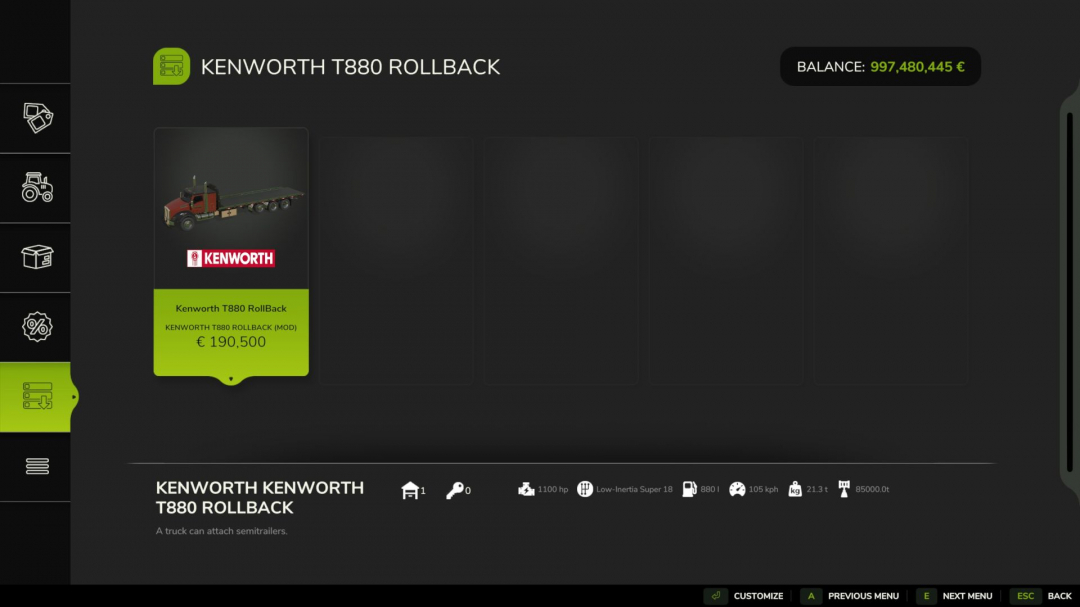 Kenworth T880 Rollback V1.0.0.1