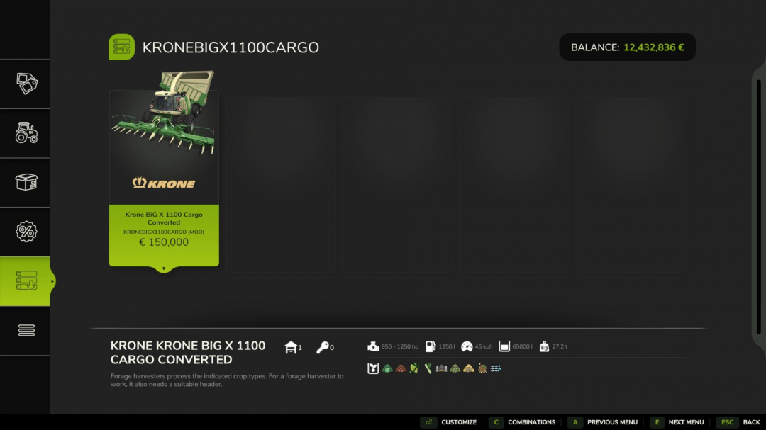 Krone BigX 1100 Cargo V1.0.5