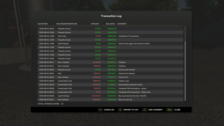 fs25-mods,  Transaction Log V1.1