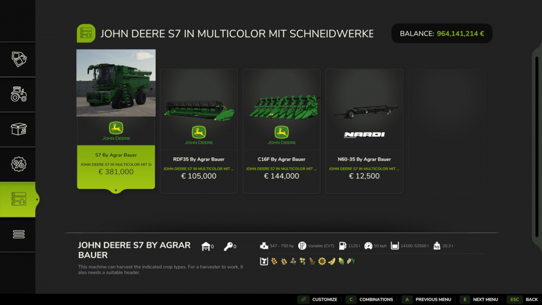 John Deere S7 (Multicolor) V1.0