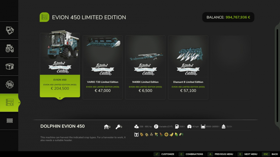 Claas Evion 450 Pack Limited Edition V1.0