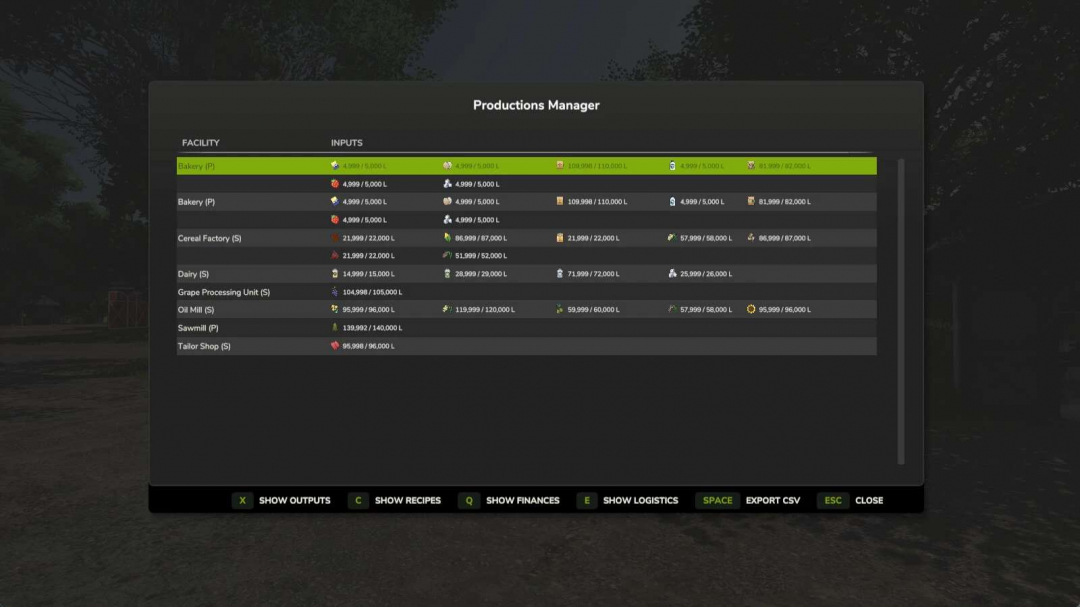 Productions Manager v1.0