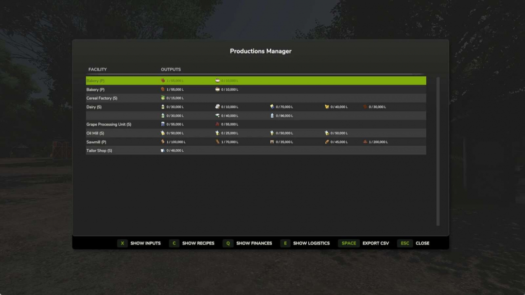 Productions Manager v1.0