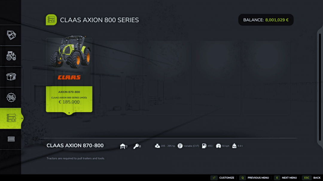 Claas Axion 800 Series EU & US V1.0