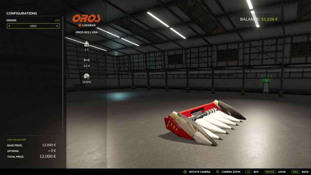 Oros 6211 HSA Corn Header V1.0