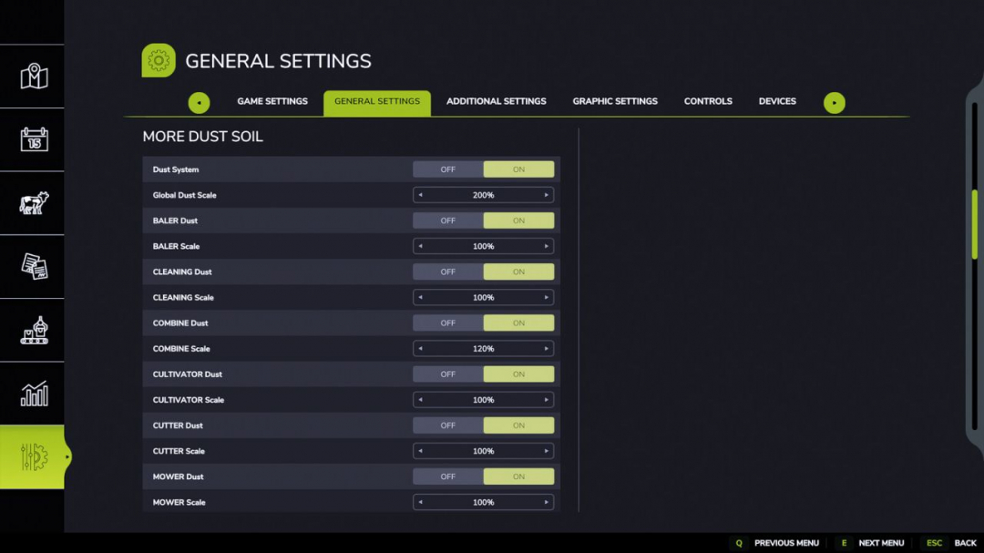 More Dust And Soil Settings V1.0