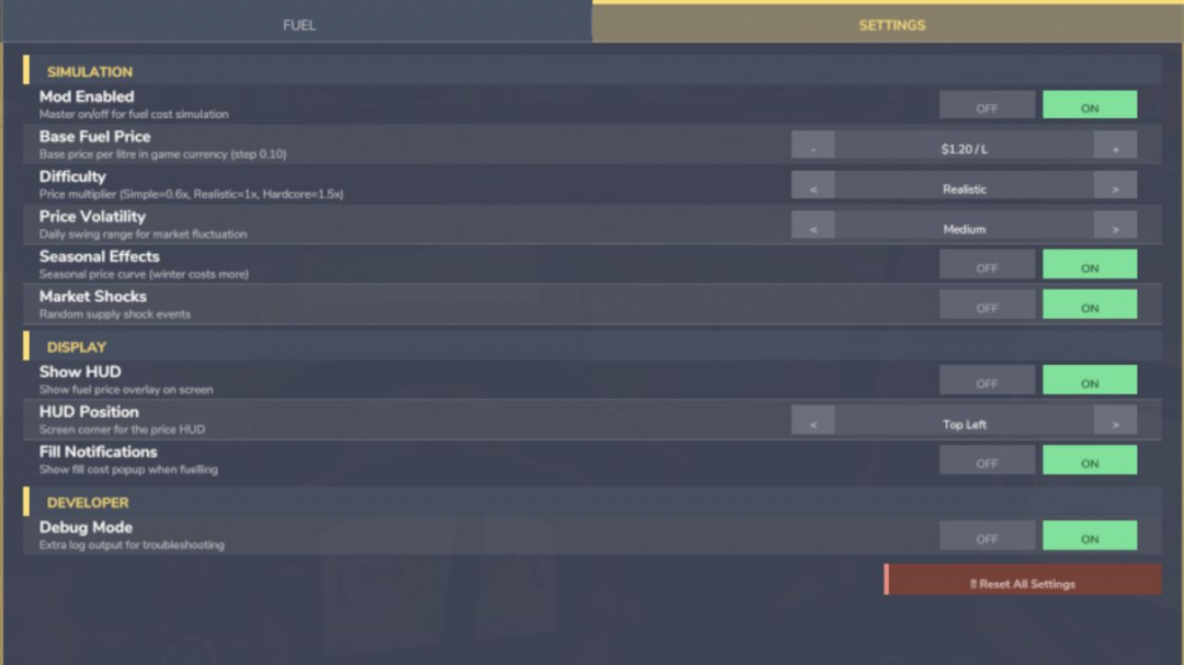 Realistic Fuel Costs V1.0