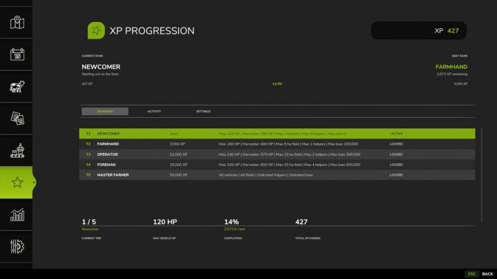 fs25-mods,  XP Progression System v1.7.55