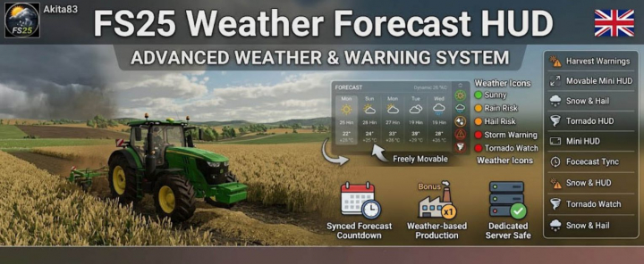 fs25-mods, Weather Forecast HUD v1.0